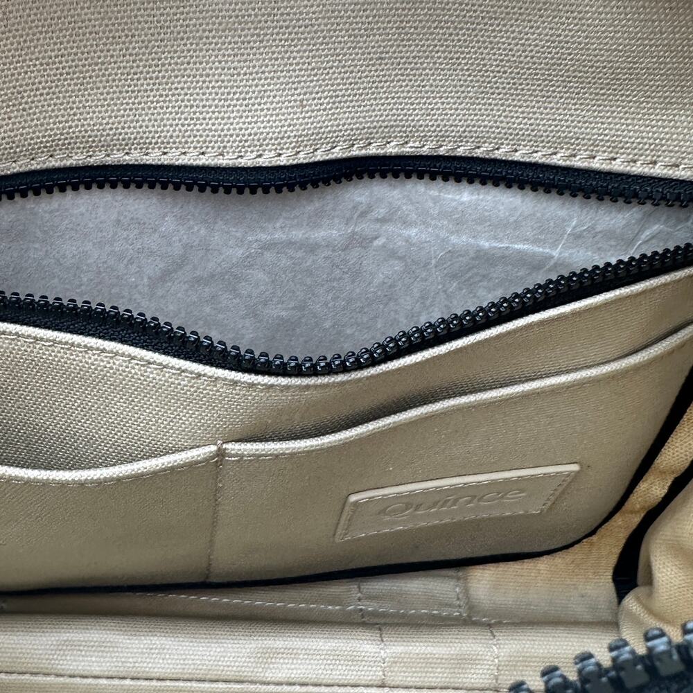 NEW Quince Organic Canvas Tote Sand Beige Zipper Crossbody Purse Work Travel - Picture 11 of 14